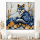 Night Fox By The Lake Landscape - Blue Fox Wall Art