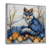 Night Fox By The Lake Landscape - Blue Fox Wall Art