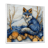 Night Fox By The Lake Landscape - Blue Fox Wall Art
