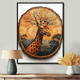 Floral Giraffe Portrait In African Landscape - Giraffe Canvas Wall Art