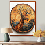 Floral Giraffe Portrait In African Landscape - Giraffe Canvas Wall Art