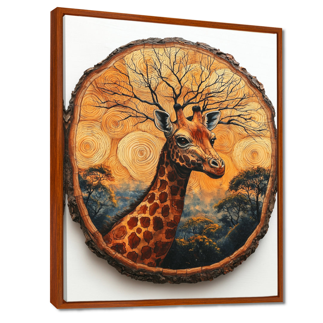 Floral Giraffe Portrait In African Landscape - Giraffe Canvas Wall Art