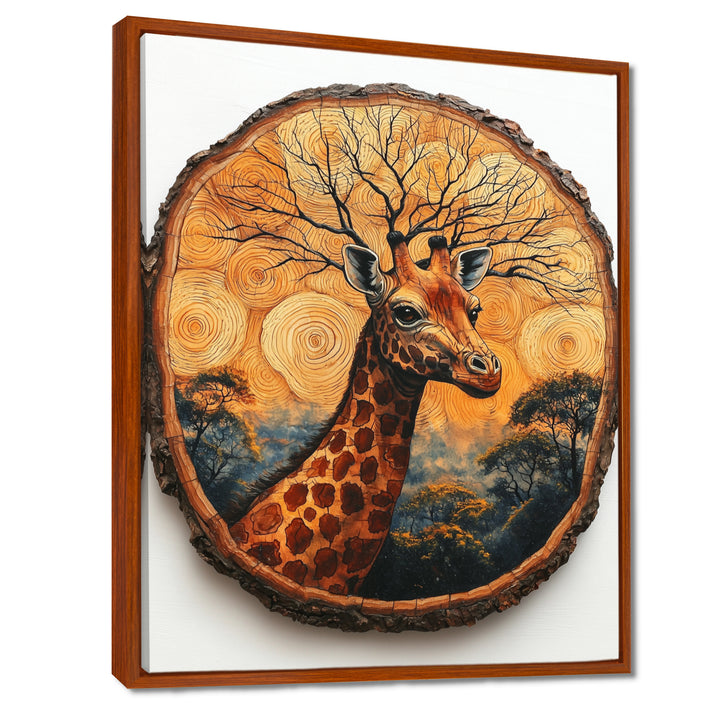 Floral Giraffe Portrait In African Landscape - Giraffe Canvas Wall Art