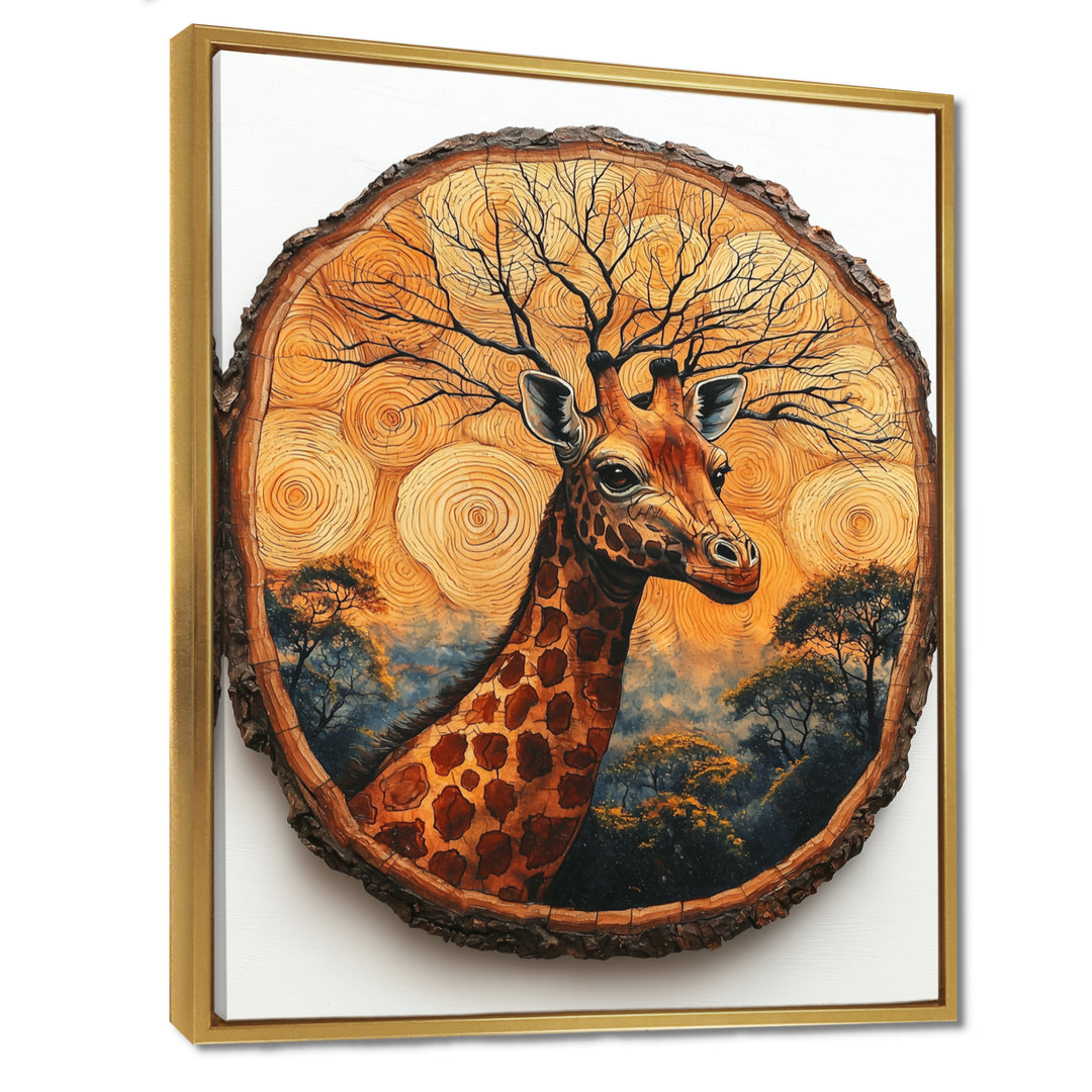 Floral Giraffe Portrait In African Landscape - Giraffe Canvas Wall Art