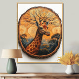 Floral Giraffe Portrait In African Landscape - Giraffe Canvas Wall Art