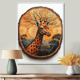 Floral Giraffe Portrait In African Landscape - Giraffe Canvas Wall Art