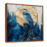 Heron In Golden Moon Chinese Ink Landscape - Heron Bedroom Wall Art