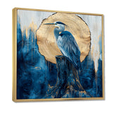 Heron In Golden Moon Chinese Ink Landscape - Heron Bedroom Wall Art