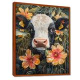 Cow Painting With Hibiscus - Cow Wall Decor