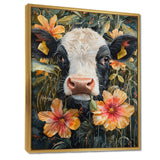 Cow Painting With Hibiscus - Cow Wall Decor