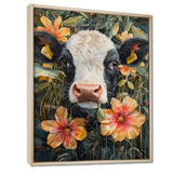 Cow Painting With Hibiscus - Cow Wall Decor