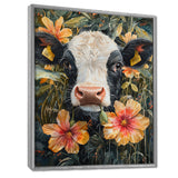 Cow Painting With Hibiscus - Cow Wall Decor