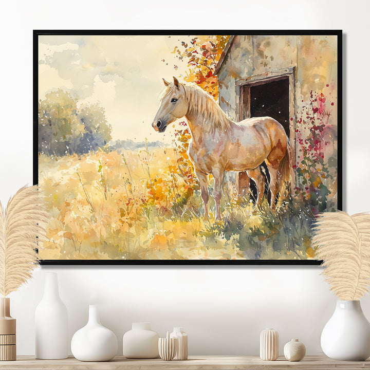 Horse Floral Portrait At The Barn - Horse Wall Decor
