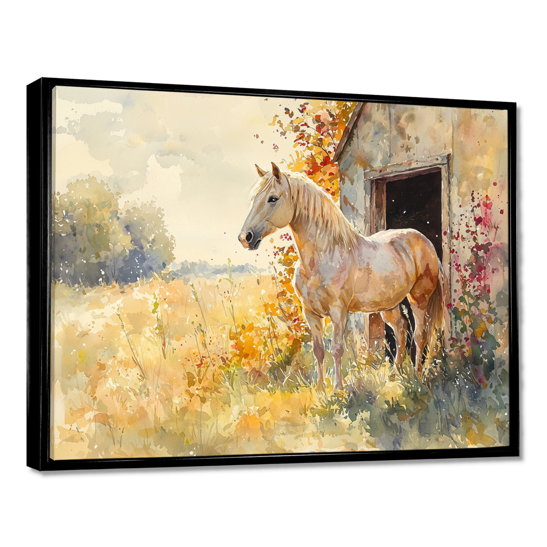 Horse Floral Portrait At The Barn - Horse Wall Decor