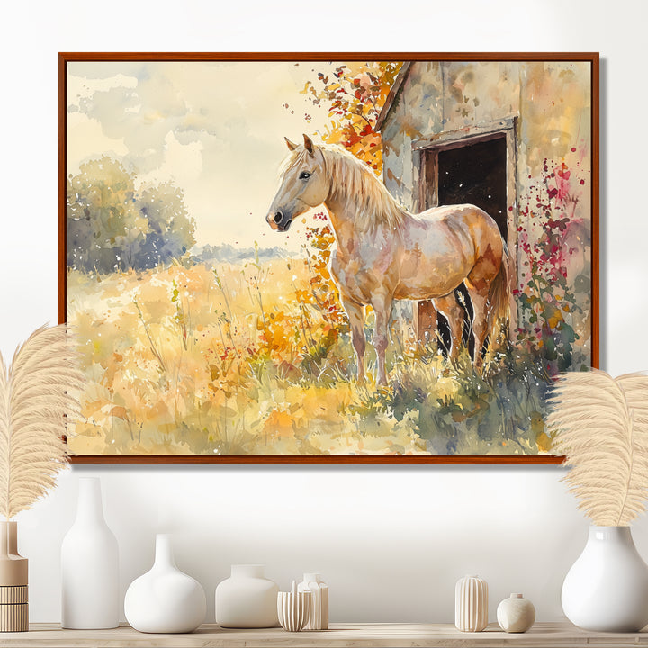 Horse Floral Portrait At The Barn - Horse Wall Decor