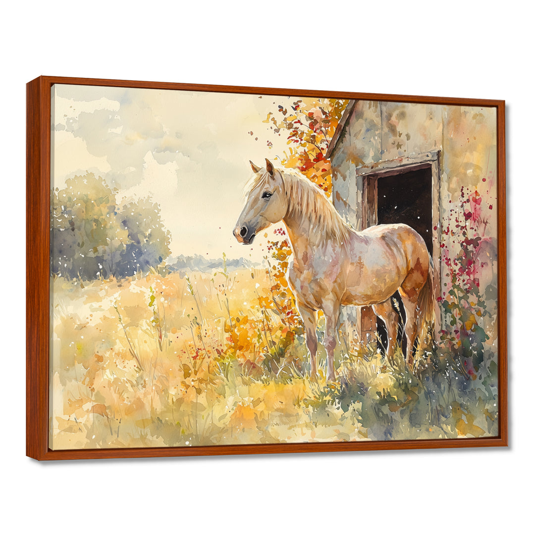 Horse Floral Portrait At The Barn - Horse Wall Decor