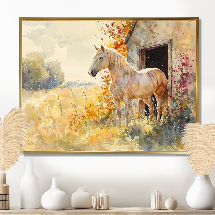 Horse Floral Portrait At The Barn - Horse Wall Decor
