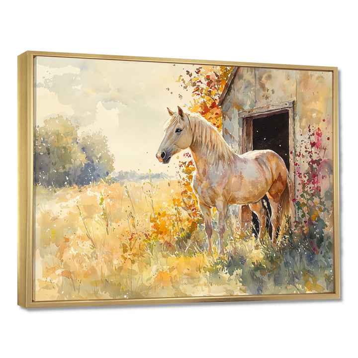 Horse Floral Portrait At The Barn - Horse Wall Decor