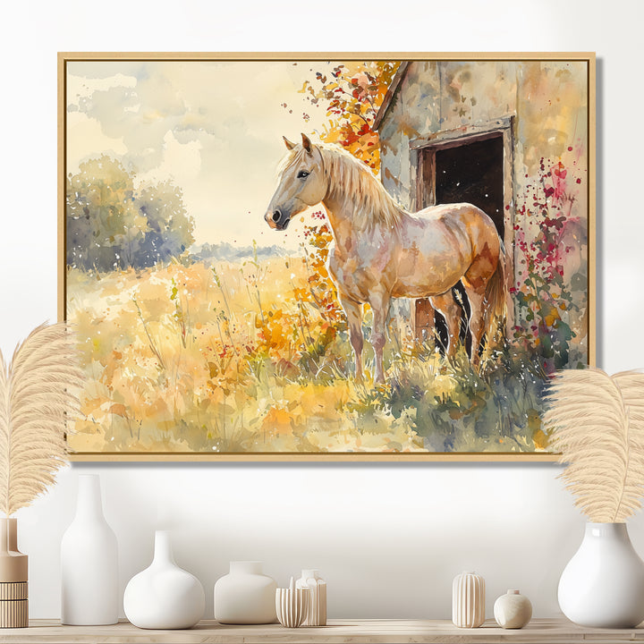 Horse Floral Portrait At The Barn - Horse Wall Decor