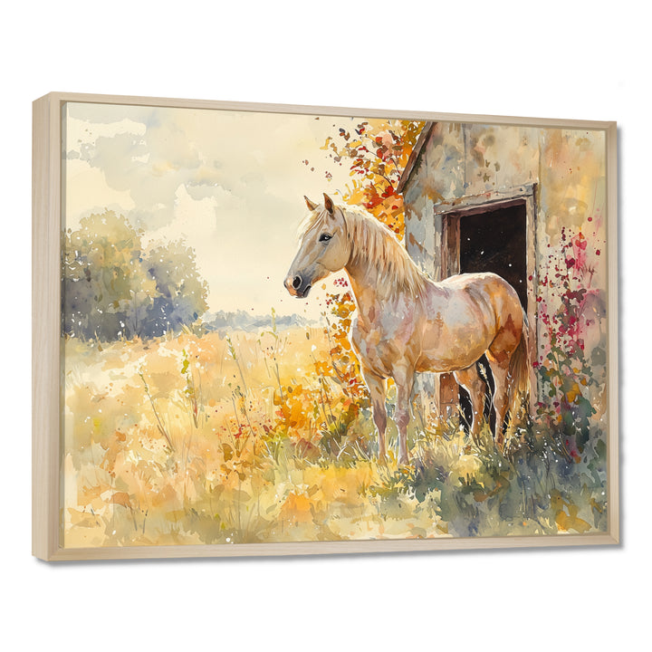 Horse Floral Portrait At The Barn - Horse Wall Decor
