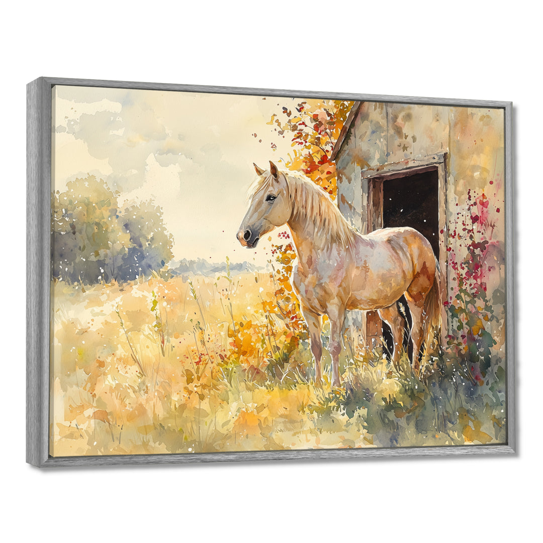 Horse Floral Portrait At The Barn - Horse Wall Decor