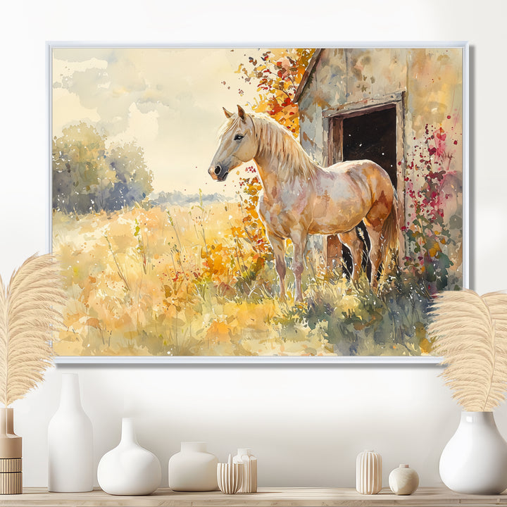 Horse Floral Portrait At The Barn - Horse Wall Decor