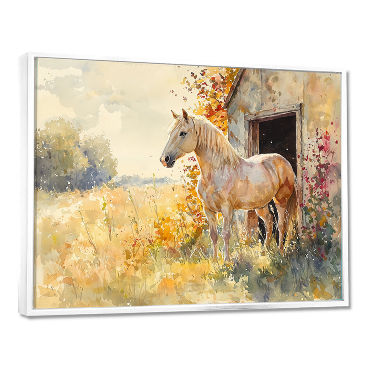 Horse Floral Portrait At The Barn - Horse Wall Decor