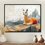 Llama In Peru Meditation Of The Guardian - Orange Llama Wall Art