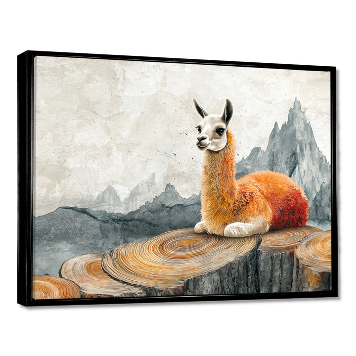Llama In Peru Meditation Of The Guardian - Orange Llama Wall Art