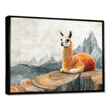 Llama In Peru Meditation Of The Guardian - Orange Llama Wall Art