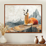 Llama In Peru Meditation Of The Guardian - Orange Llama Wall Art