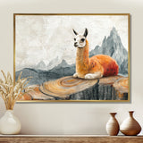Llama In Peru Meditation Of The Guardian - Orange Llama Wall Art