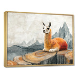 Llama In Peru Meditation Of The Guardian - Orange Llama Wall Art