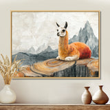 Llama In Peru Meditation Of The Guardian - Orange Llama Wall Art