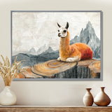 Llama In Peru Meditation Of The Guardian - Orange Llama Wall Art