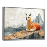 Llama In Peru Meditation Of The Guardian - Orange Llama Wall Art