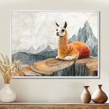 Llama In Peru Meditation Of The Guardian - Orange Llama Wall Art
