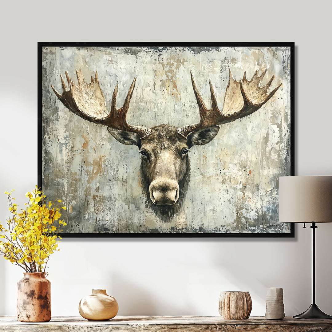 Abstract Antlers Of Moose Head - Brown Moose Wall Art