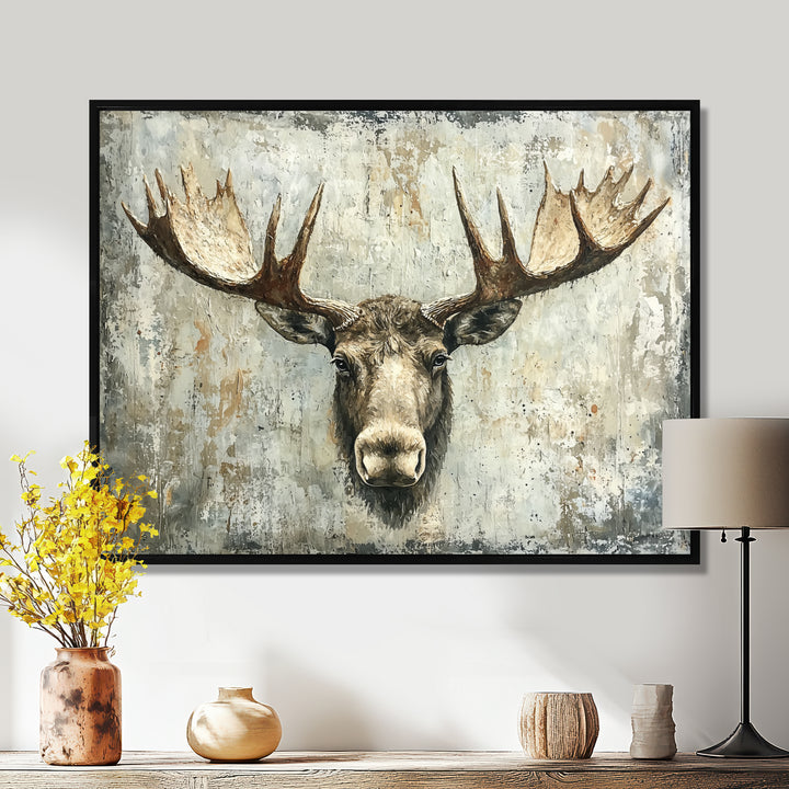 Abstract Antlers Of Moose Head - Brown Moose Wall Art