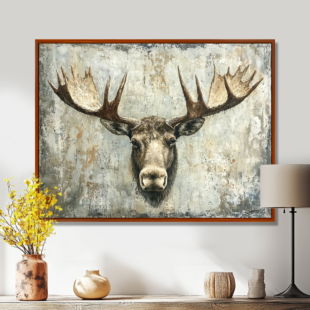 Abstract Antlers Of Moose Head - Brown Moose Wall Art