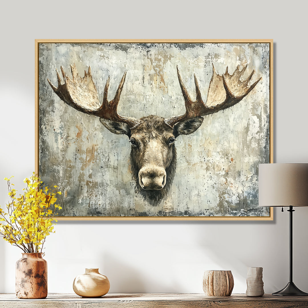 Abstract Antlers Of Moose Head - Brown Moose Wall Art