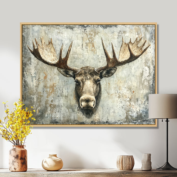 Abstract Antlers Of Moose Head - Brown Moose Wall Art