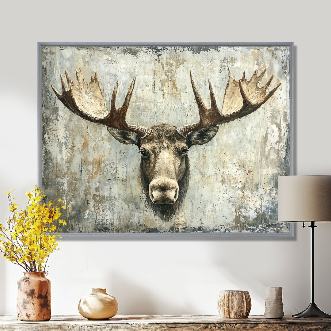 Abstract Antlers Of Moose Head - Brown Moose Wall Art
