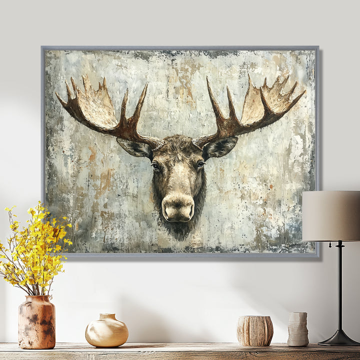Abstract Antlers Of Moose Head - Brown Moose Wall Art
