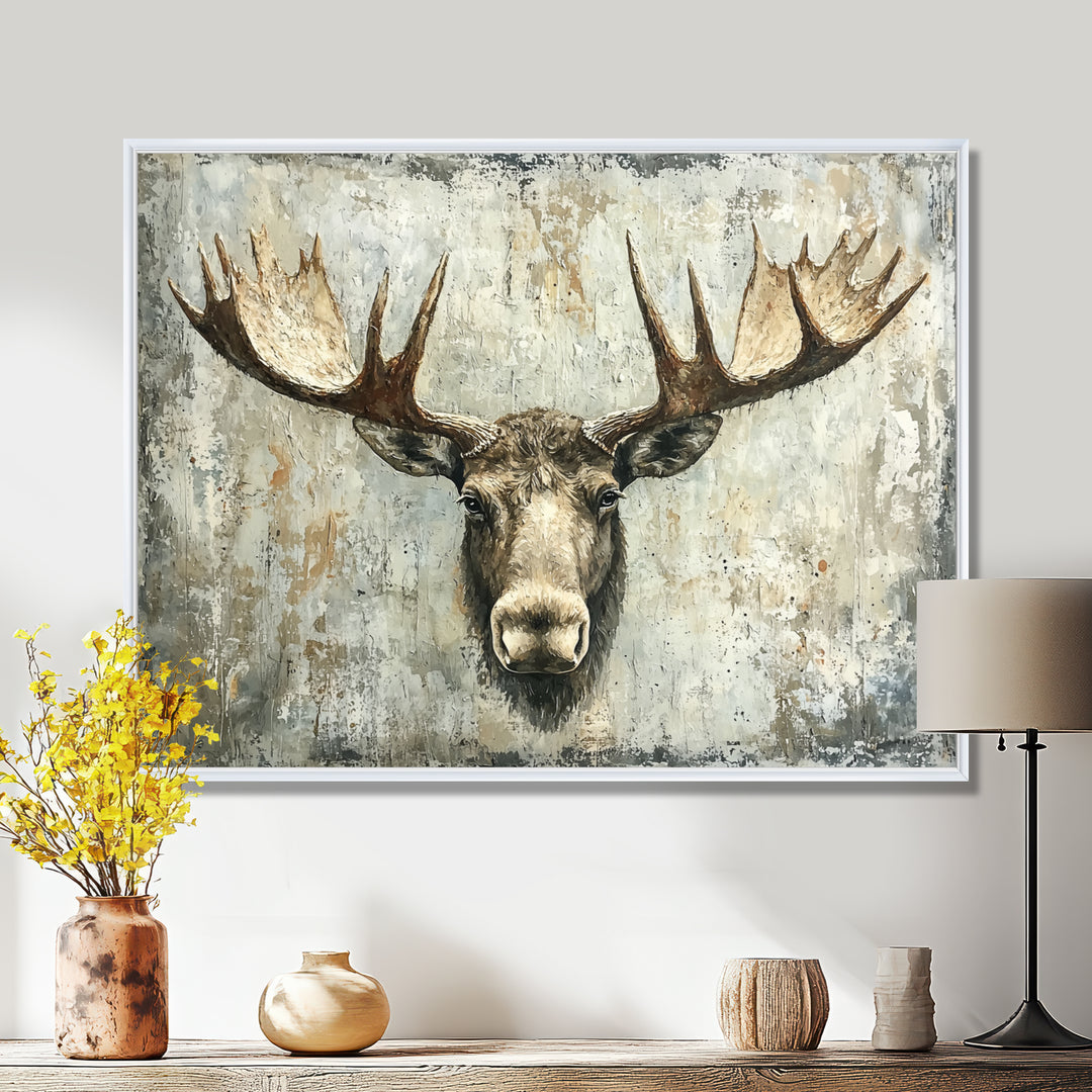Abstract Antlers Of Moose Head - Brown Moose Wall Art