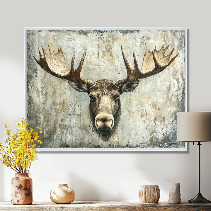 Abstract Antlers Of Moose Head - Brown Moose Wall Art