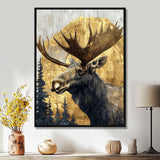 Golden Moose Portrait In The Winter - Moose Living Room Wall Art