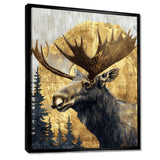 Golden Moose Portrait In The Winter - Moose Living Room Wall Art