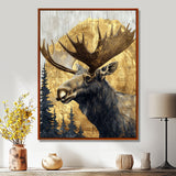 Golden Moose Portrait In The Winter - Moose Living Room Wall Art