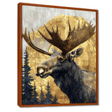 Golden Moose Portrait In The Winter - Moose Living Room Wall Art
